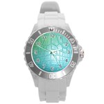 Ll Blue Round Plastic Sport Watch Large
