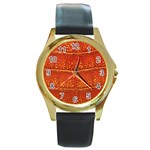 Ll Alligator Round Gold Metal Watch