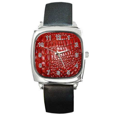 Ll Alligator Natural Color Square Metal Watch from ArtsNow.com Front
