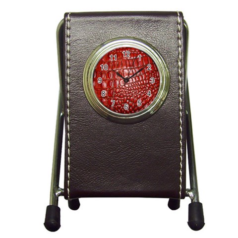Ll Alligator Natural Color Pen Holder Desk Clock from ArtsNow.com Front