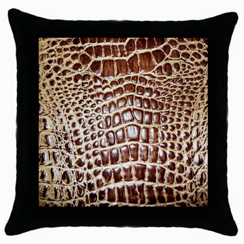 Ll Alligator Macro Throw Pillow Case (Black) from ArtsNow.com Front