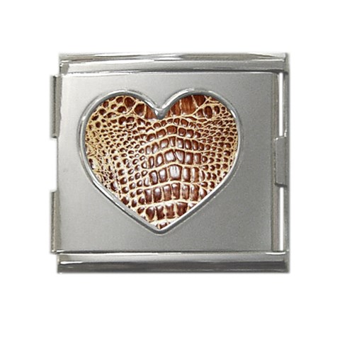 Ll Alligator Macro Mega Link Heart Italian Charm (18mm) from ArtsNow.com Front