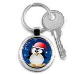 Happy Holidays Greeting Penguin Key Chain (Round)